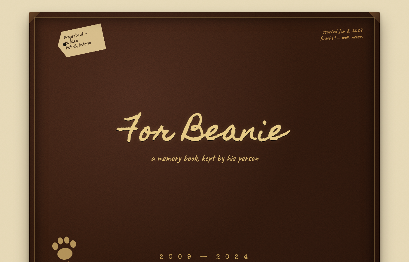 Preview: Beanie's memorial scrapbook 2009-2024
