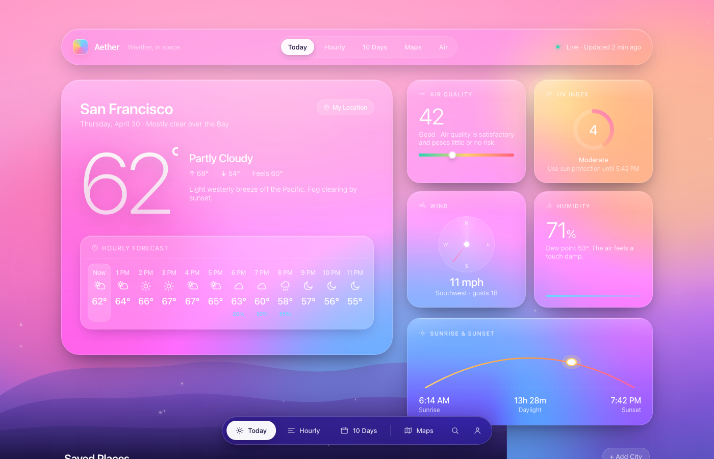 Preview: Aether — visionOS-style weather app for San Francisco