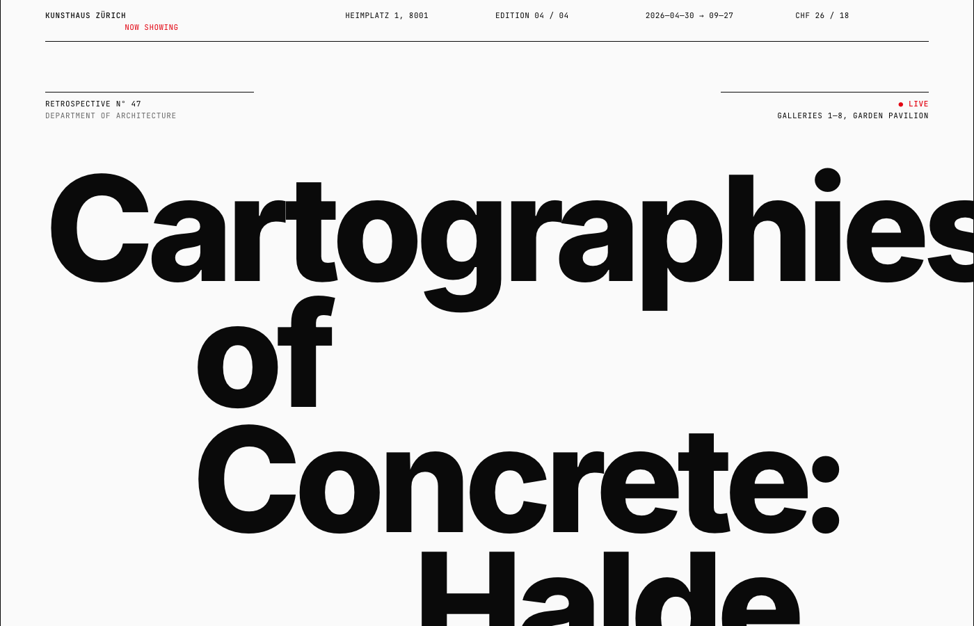 Preview: Cartographies of Concrete — Kunsthaus Zürich retrospective catalogue